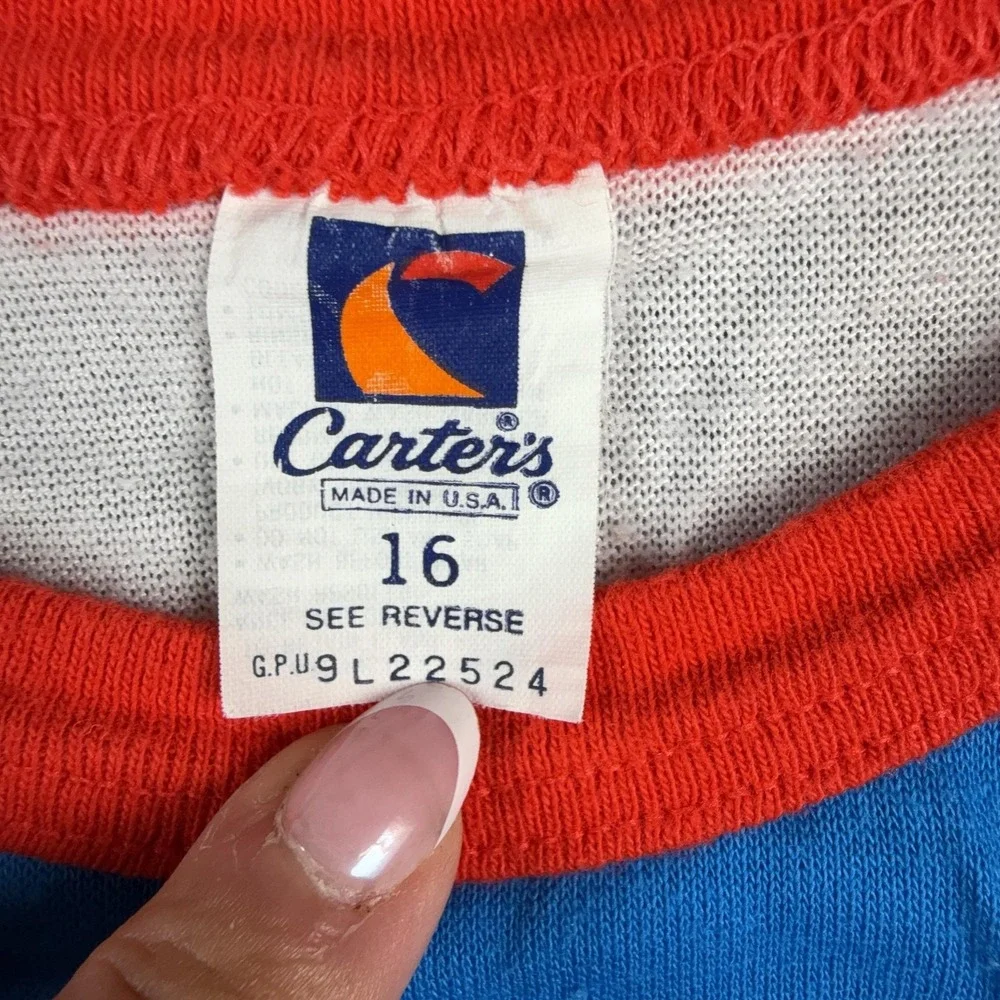 VTG Carter's Shirt Boys 16 White Beach Buggy Boys Surf Summer Graphic Ringer Tee